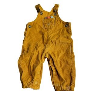 Carters Just One You Baby 3M Gold Corduroy Bear Pocket Button Overalls Romper